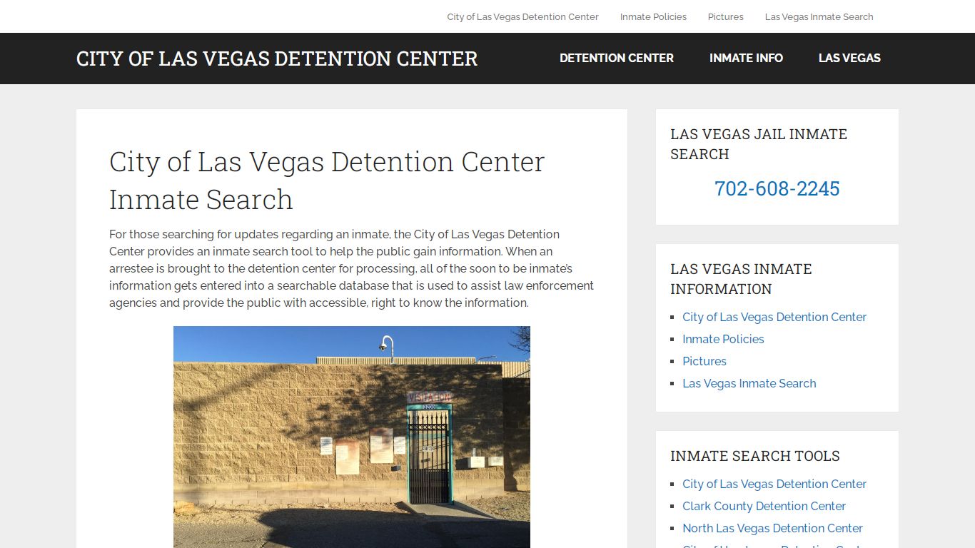City of Las Vegas Detention Center Inmate Search